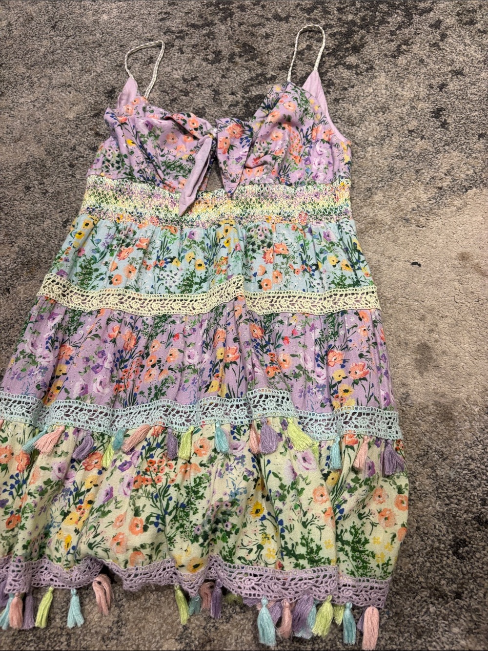 Alice + Olivia Lavender Floral Tassel Summer Dress